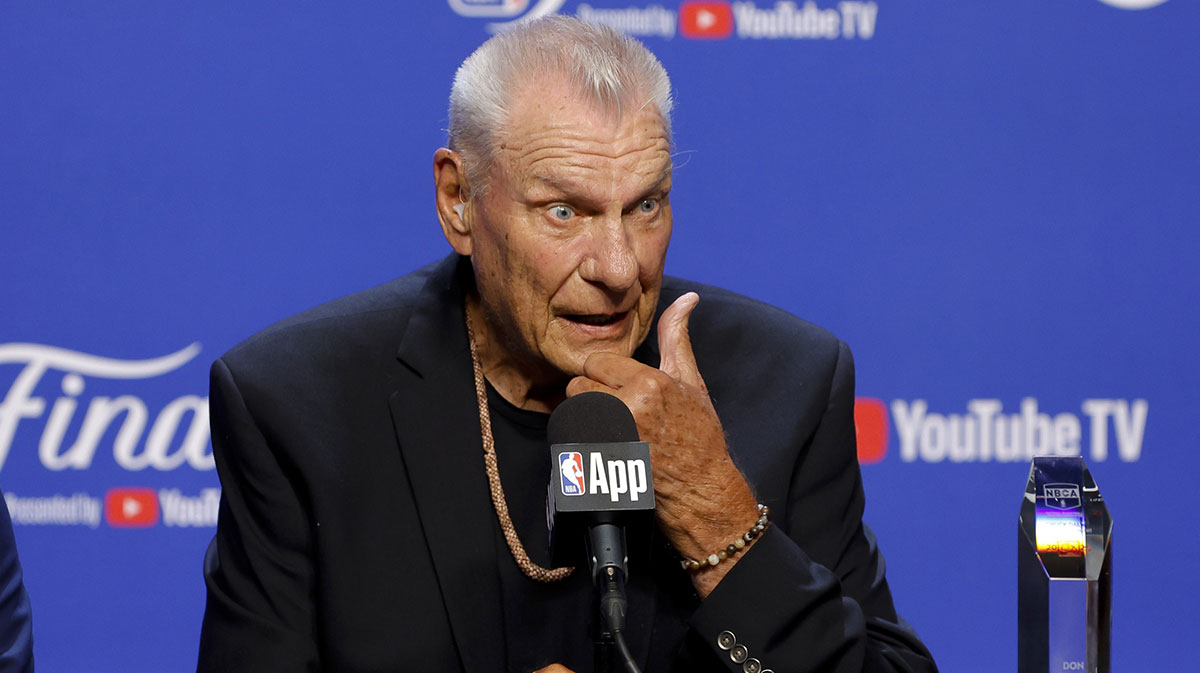 former general manager Don Nelson speaks to the media before game two between the Oklahoma City Thunder and the Indiana Pacers in the 2025 NBA Finals at Paycom Center.