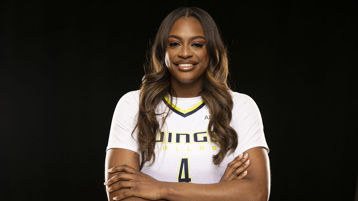 Dallas Wings forward Joyner Holmes poses for a photo during the 2025 Dallas Wings Media Day.