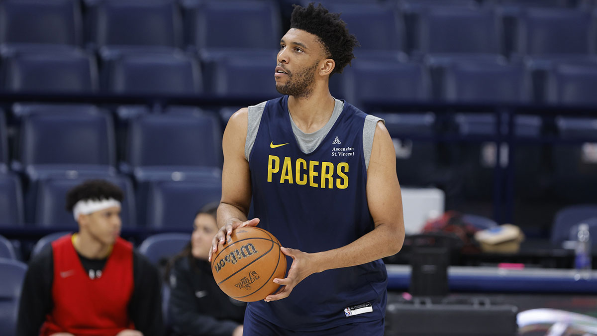Indiana Pacers center Tony Bradley (13) during NBA Finals Media Day at Paycom Center.