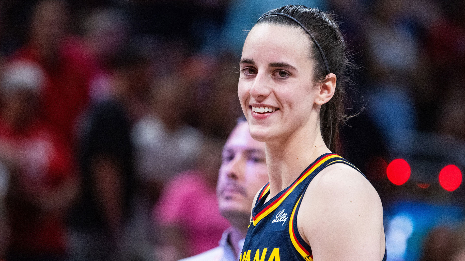 Indiana Fever guard Caitlin Clark (22) in the second half against the Connecticut Sun at Gainbridge Fieldhouse.