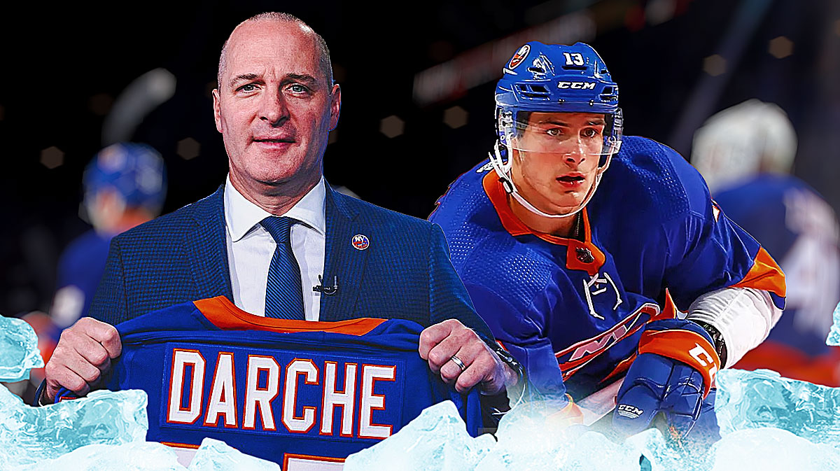 Mathieu Darche and Mathew Barzal with NY Islanders