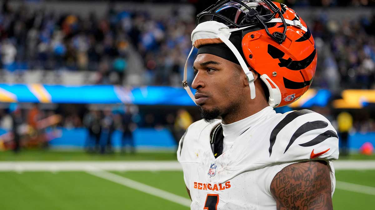 Cincinnati Bengals wide receiver Ja'Marr Chase (1) walks off the field after the fourth quarter of the NFL Week 11 game between the Los Angeles Chargers and the Cincinnati Bengals at SoFi Stadium in Inglewood, Calif., on Sunday, Nov. 17, 2024. The Chargers won 34-27. Sam Greene/The Enquirer / USA TODAY NETWORK via Imagn Images