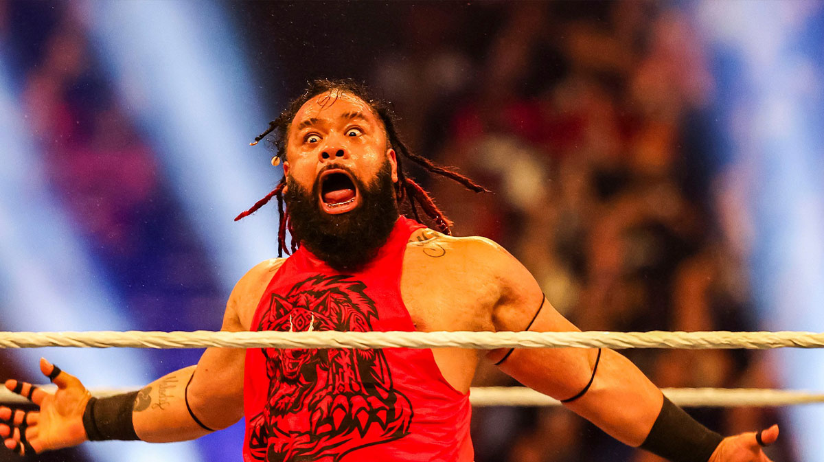 WWE Superstar Jacob Fatu, who sent R-Truth a message after he was released, at the Royal Rumble.
