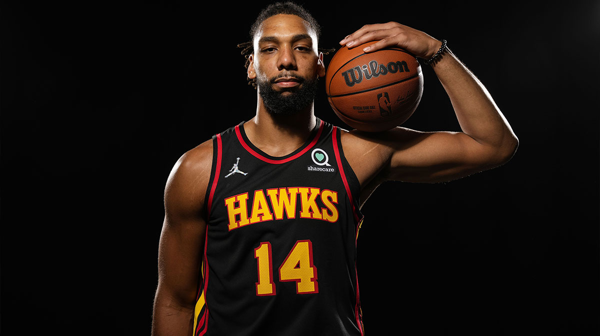Atlanta Hawks center Jahlil Okafor (14) shown at Hawks Media Day held at PC&E.
