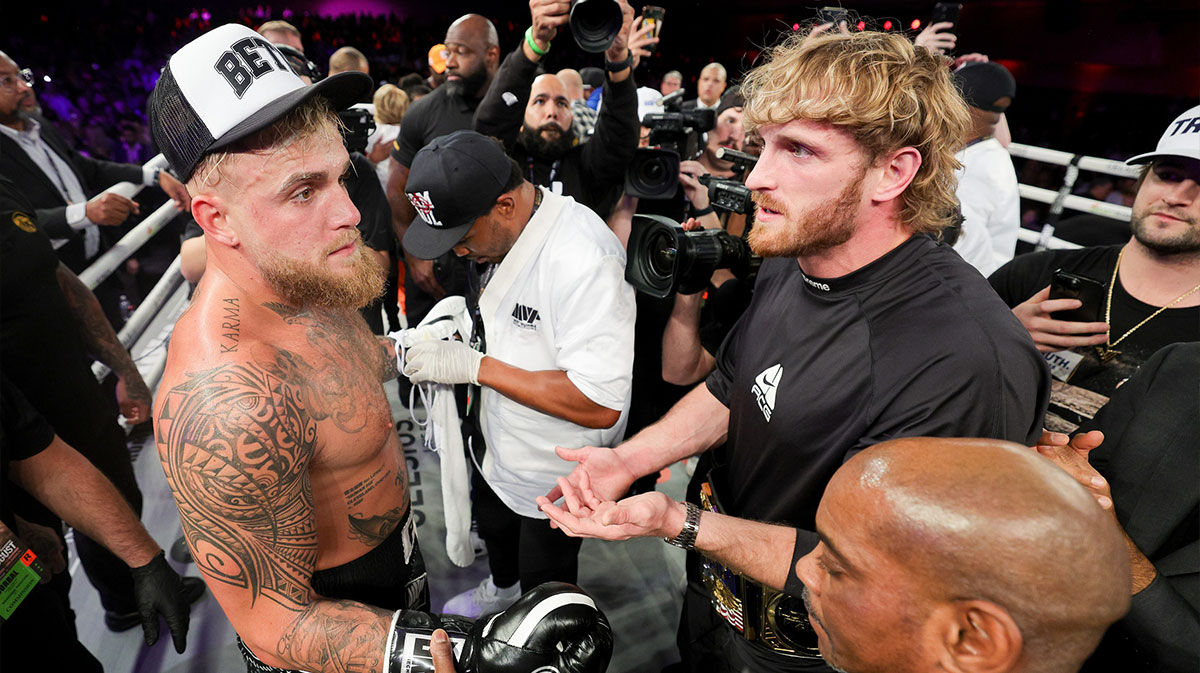 Jake and WWE Superstar Logan Paul, who pulled off a crazy spot at Money in the Bank, after Andre August boxing match.