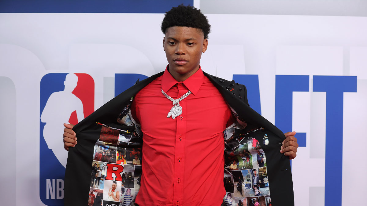 Jazz's Ace Bailey arrives before the first round of the 2025 NBA Draft at Barclays Center