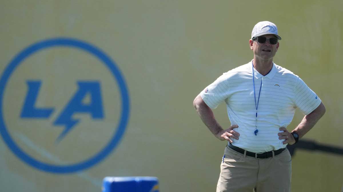 Jim Harbaugh adds unique quirk to Chargers practice uniforms
