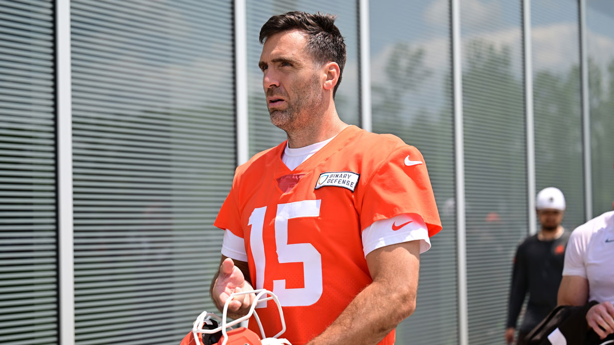 Joe Flacco, who is against TikTok dances, at the Cleveland Browns minicamp on June 10, 2025.