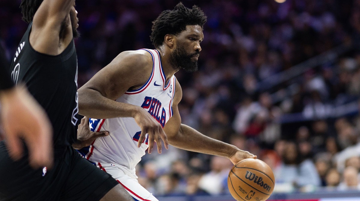 Philadelphia 76ers center Joel Embiid (21) in action against the Brooklyn Nets at Wells Fargo Center.