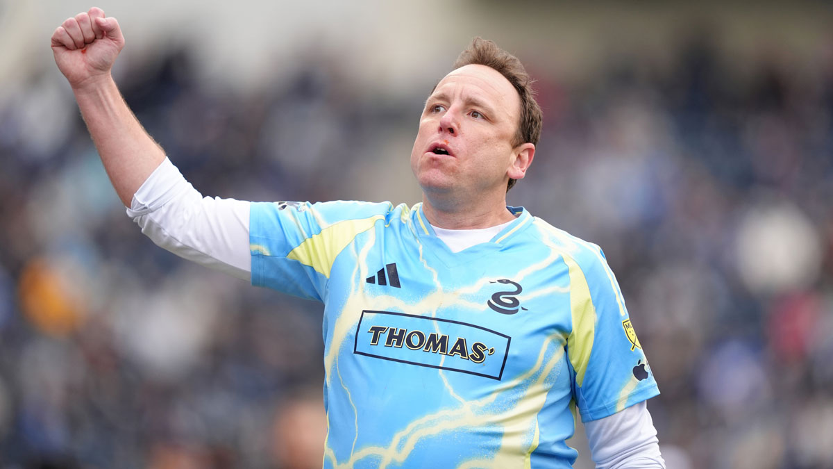Competitive eater Joey Chestnut, who will make his return to the 2025 Nathan's Famous Fourth of July Hot Dog Eating Contest, at Philadelphia Union game.