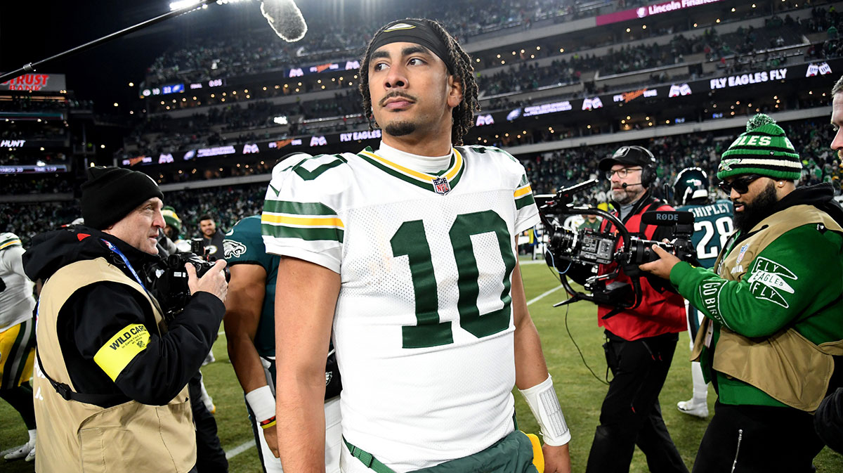 Green Bay Packers quarterback Jordan Love (10) on the field after loss to the Philadelphia Eagles in an NFC wild card game at Lincoln Financial Field.