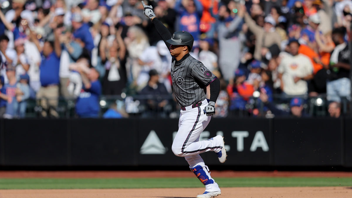 New York Mets right fielder Juan Soto (22) rounds the bases after hitting a solo home run against the Colorado Rockies during the fourth inning at Citi Field.