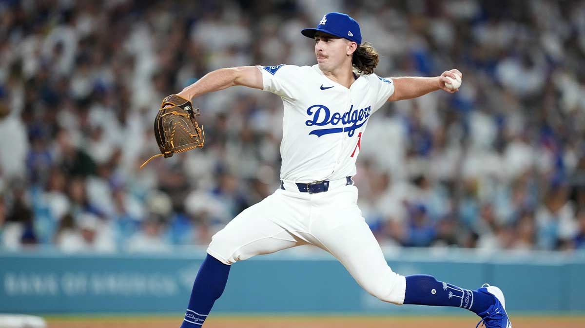 Los Angeles Dodgers starting pitcher Justin Wrobleski (70) throws against the San Diego Padres at Dodger Stadium.