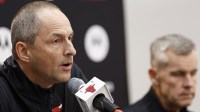 Chicago Bulls vice president of basketball operations Arturas Karnisovas speaks during Chicago Bulls Media Day.