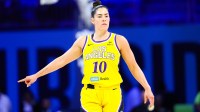 Los Angeles Sparks guard Kelsey Plum (10) reacts during the first half against the Dallas Wings at College Park Center.