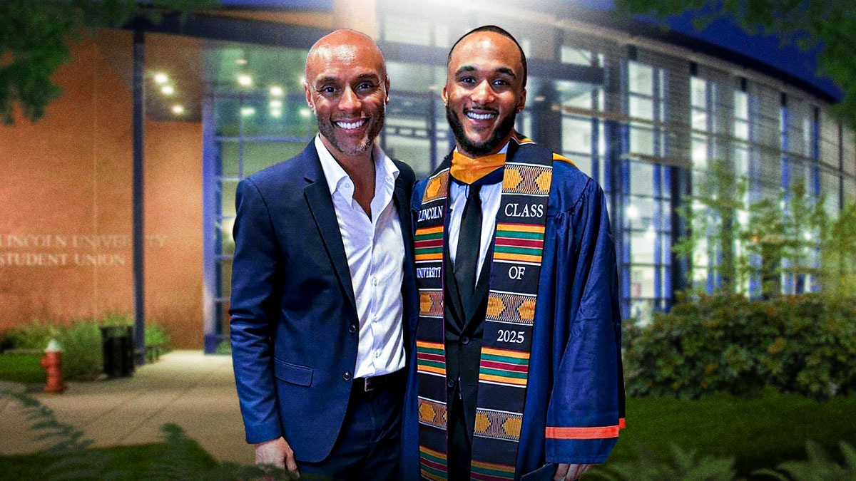 K.J. Lattimore, son of R&B stars Kenny Lattimore and Chanté Moore, is a recent graduate of Lincoln University of Pennsylvania.
