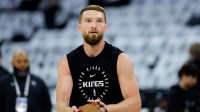 Sacramento Kings forward Domantas Sabonis (11) warms up before the game against the Dallas Mavericks at Golden 1 Center.