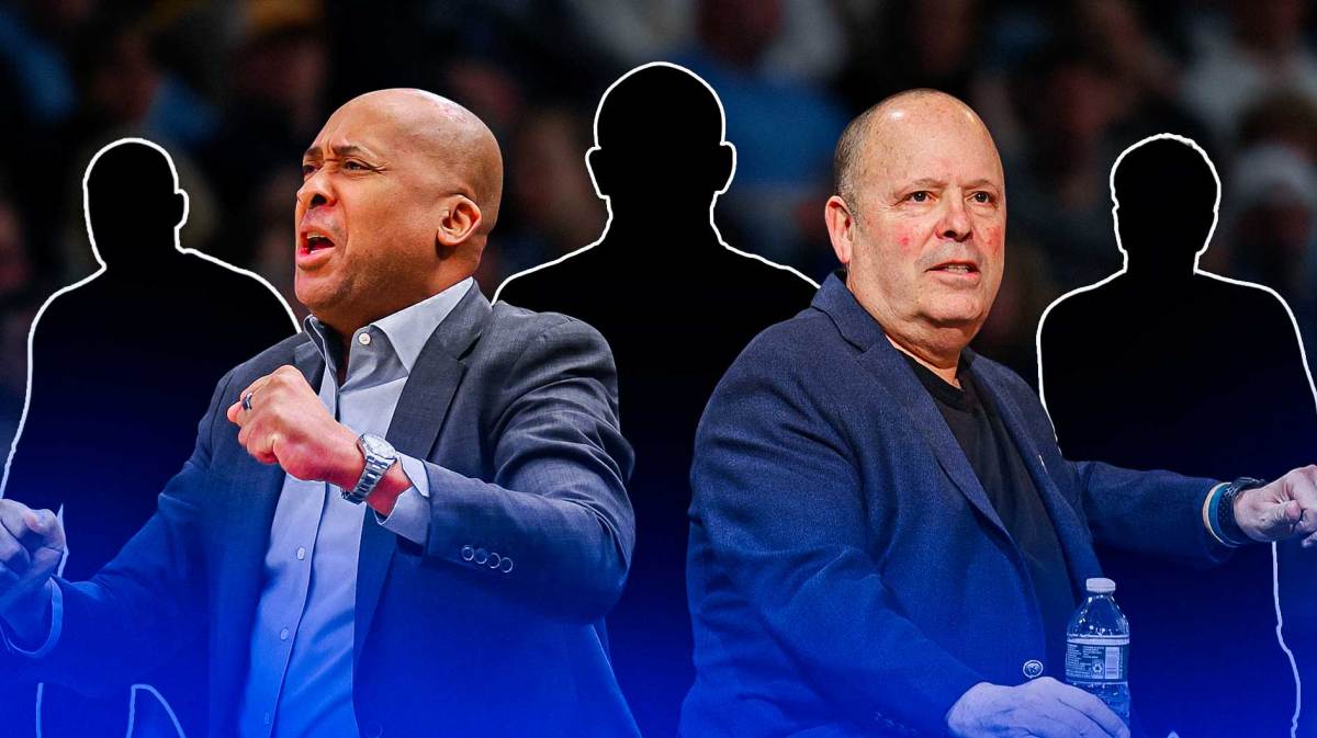 Leon Rose Knicks, William Wesley, with black silouhettes of Jason Kidd, Chris Finch, Ime Udoka next to them