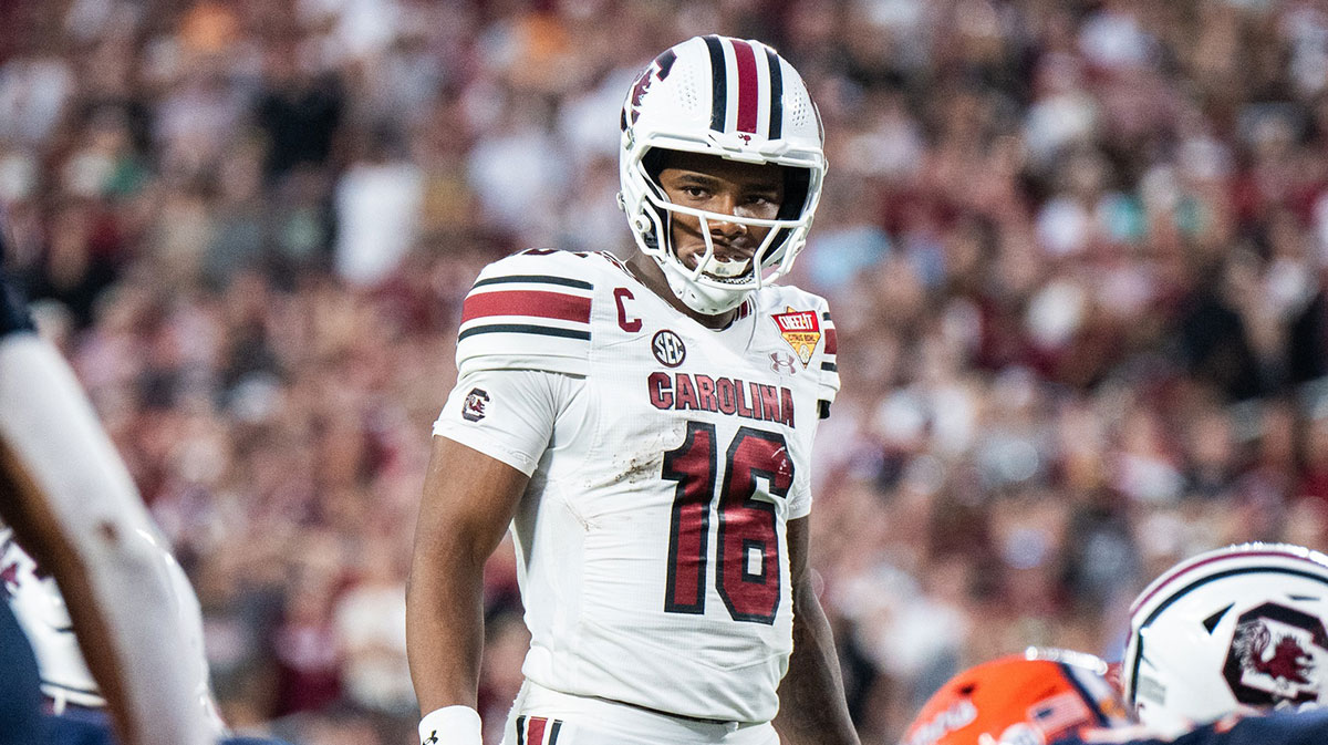 South Carolina Gamecocks quarterback LaNorris Sellers (16) before the play call against the Illinois Fighting Illini in the fourth quarter at Camping World Stadium.