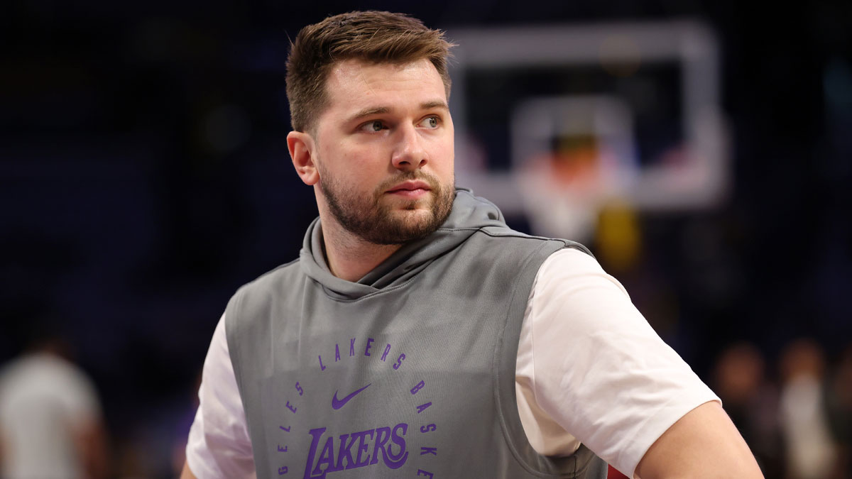 Los Angeles Lakers guard Luka Doncic (77) looks on before a game two of first round for the 2024 NBA Playoffs against the Minnesota Timberwolves at Crypto.com Arena.