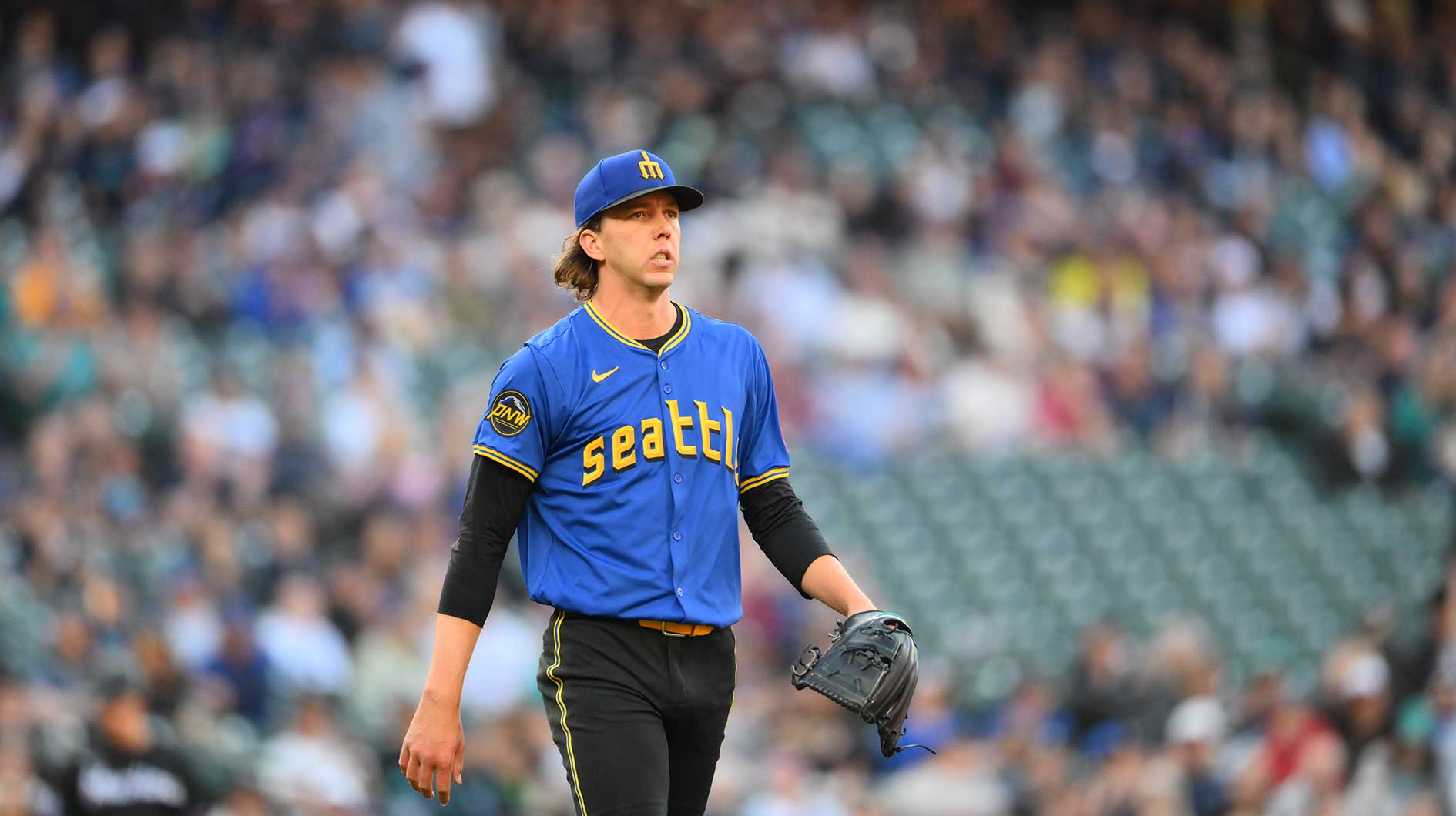 Seattle Mariners starting pitcher Logan Gilbert (36) during the first inning against the Miami Marlins at T-Mobile Park.