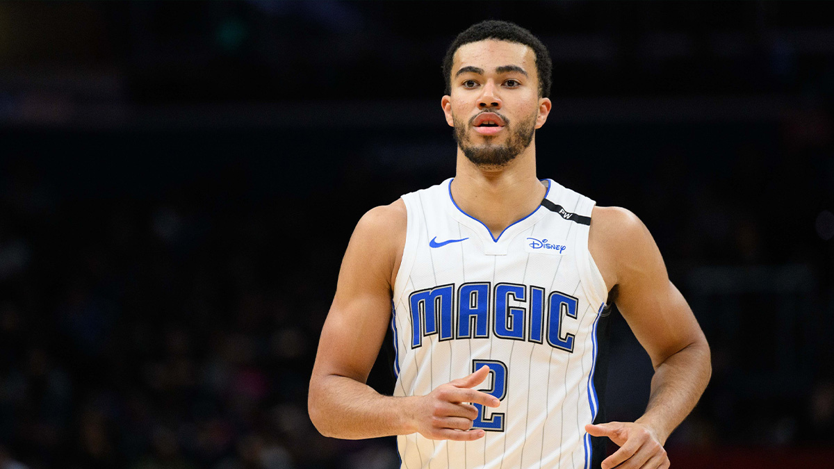 Mar 21, 2025; Washington, District of Columbia, USA; Orlando Magic guard Caleb Houstan (2) looks on during the first quarter against the Washington Wizards at Capital One Arena. Mandatory Credit: Reggie Hildred-Imagn Images