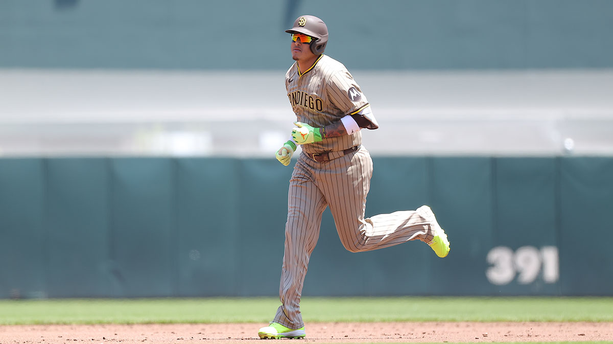 San Diego Padres third baseman Manny Machado (13) rounds the bases on a two-run home run against the San Francisco Giants during the third inning at Oracle Park.
