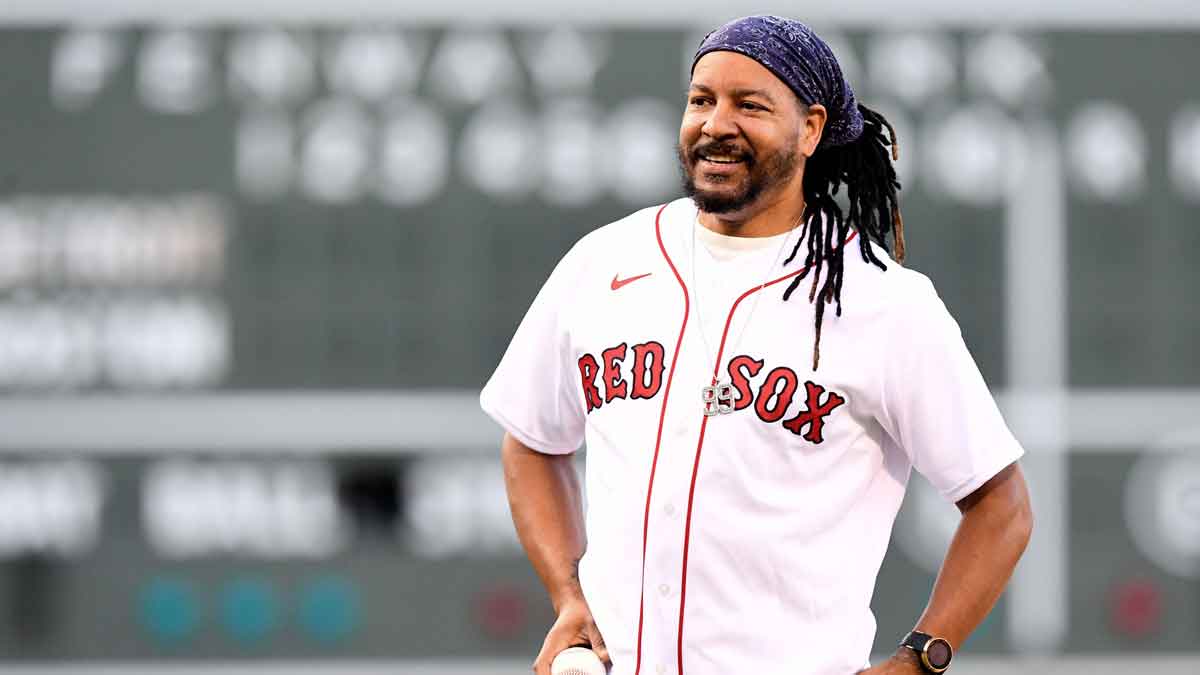 Former player Manny Ramirez was threw a ceremonial first pitch as part of the Red Sox Hall of Fame induction before a game against the Detroit Tigers at Fenway Park.
