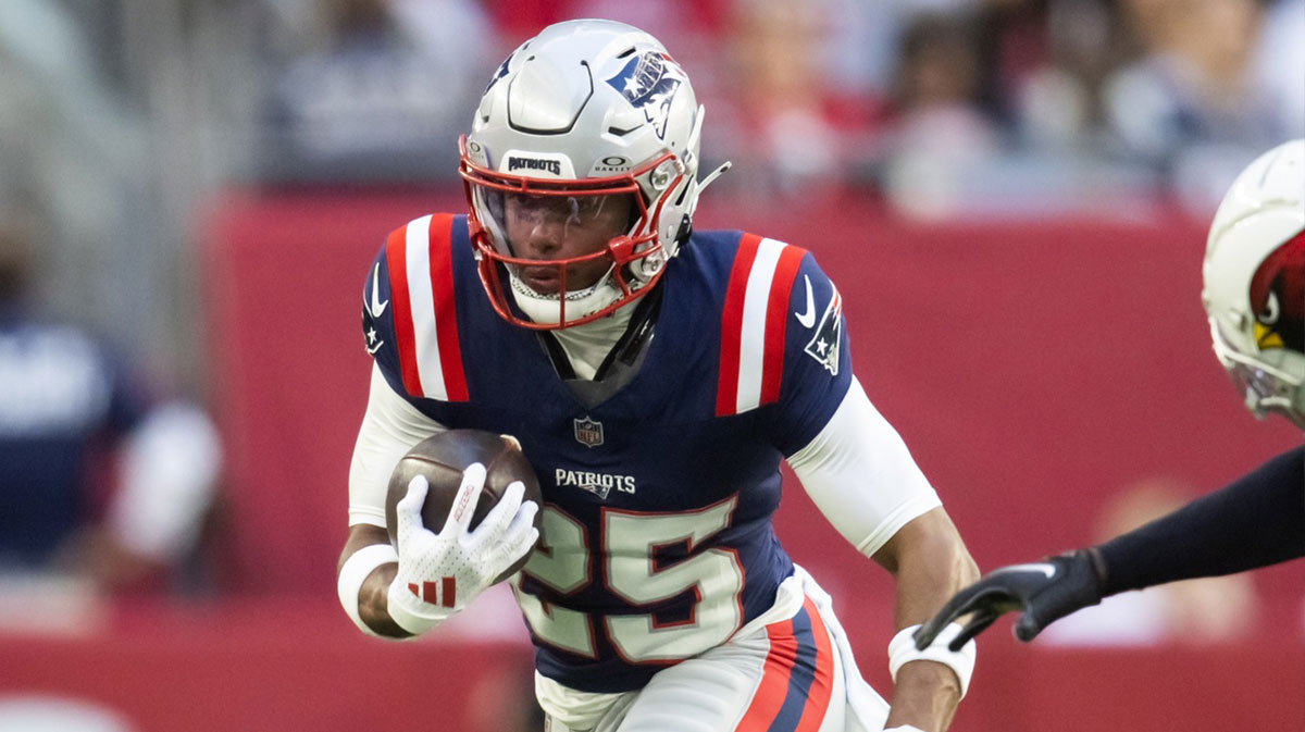 New England Patriots cornerback Marcus Jones (25) against the Arizona Cardinals at State Farm Stadium. 