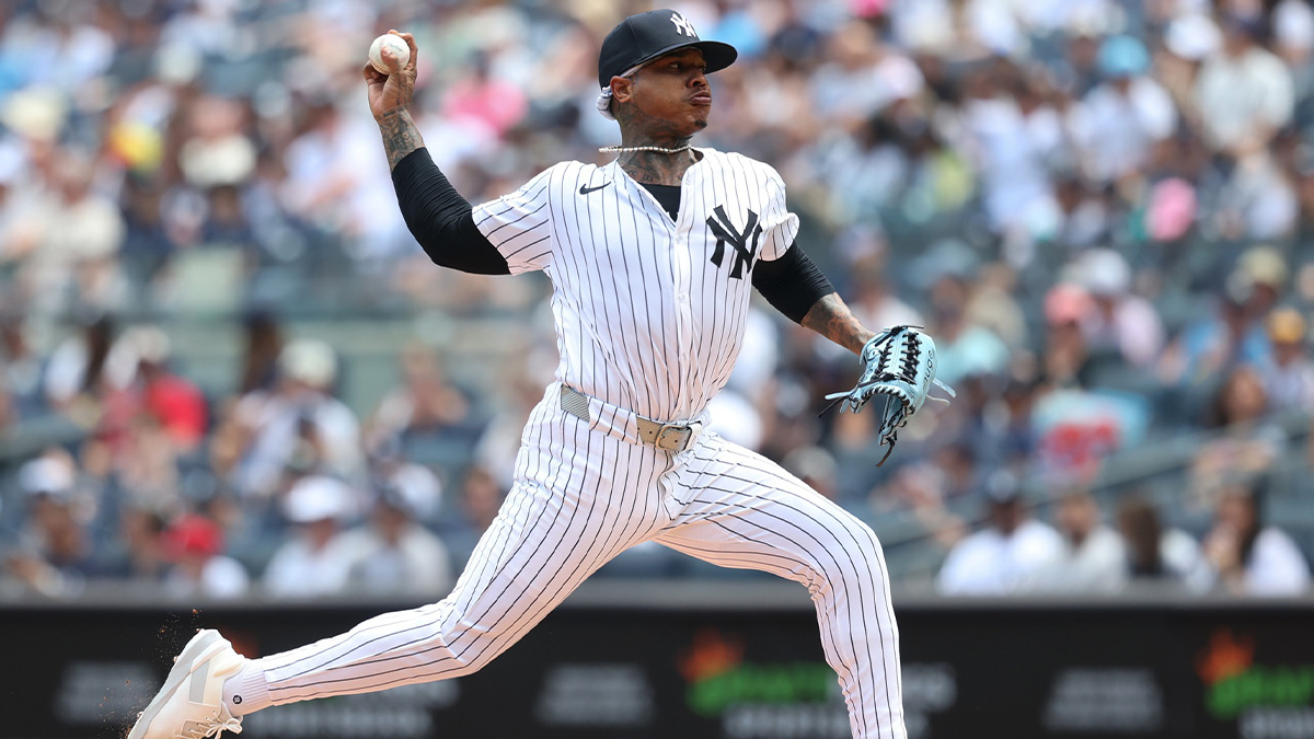 New York Yankees pitcher Marcus Stroman (0) delivers a pitch during the first inning against the Athletics at Yankee Stadium.
