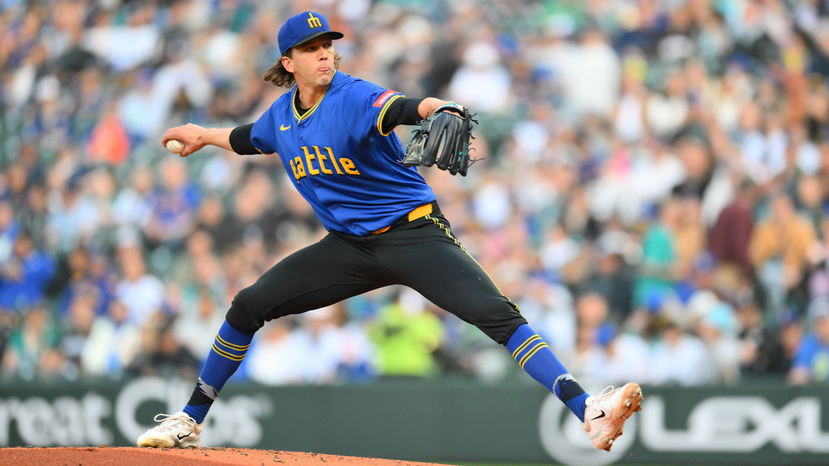 Seattle Mariners starting pitcher Logan Gilbert (36) pitches to the Miami Marlins during the second inning at T-Mobile Park.