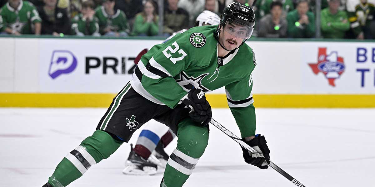 Dallas Stars left wing Mason Marchment (27) in action during the game between the Dallas Stars and the Colorado Avalanche in game two of the first round of the 2025 Stanley Cup Playoffs at American Airlines Center.