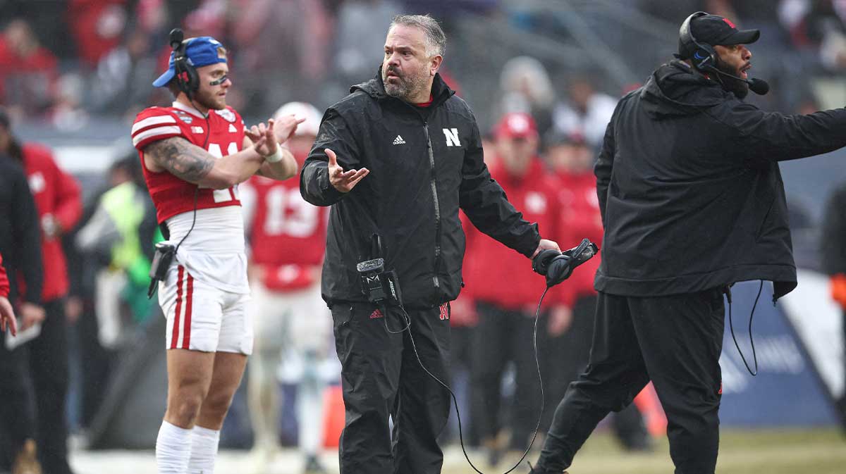 Nebraska Cornhuskers head coach Matt Rhule reacts during the second half against the Boston College Eagles at Yankee Stadium.