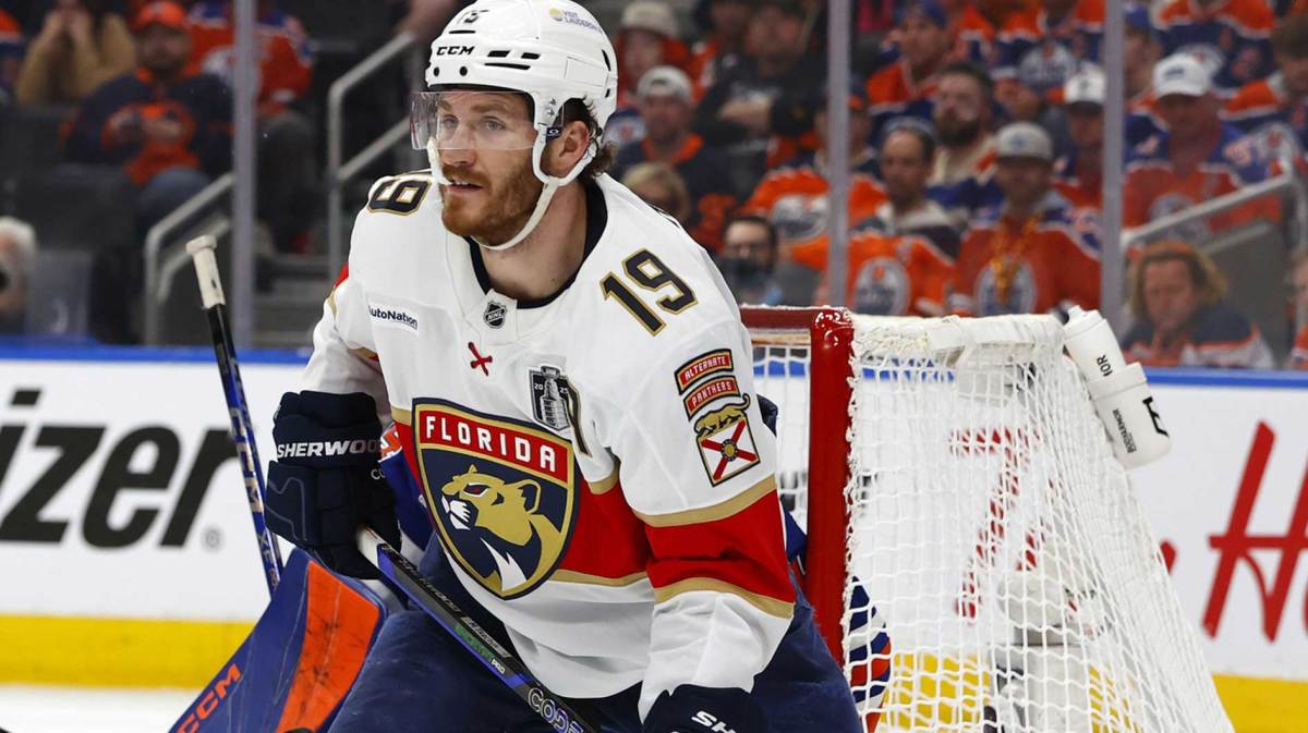 Florida Panthers left wing Matthew Tkachuk (19) in the second period in game one of the 2025 Stanley Cup Final at Rogers Place.