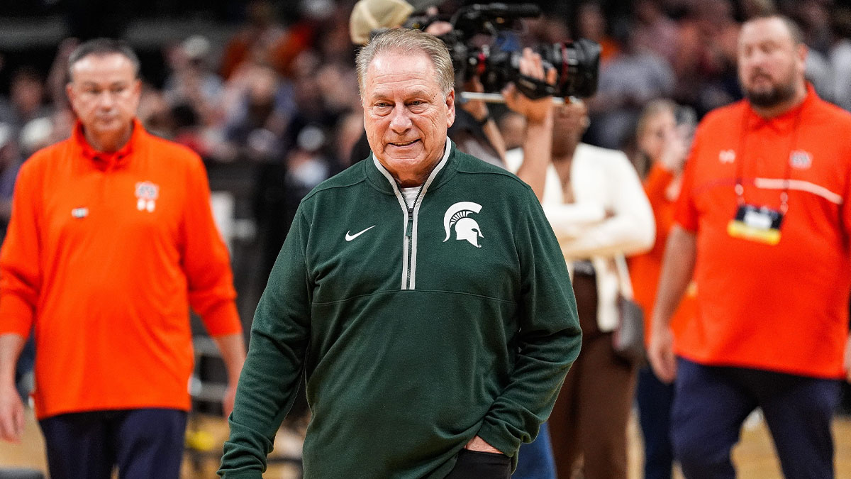 Michigan State head coach Tom Izzo exits the court after 70-64 loss to Auburn at the Elite Eight round of NCAA tournament at State Farm Arena in Atlanta, Ga. on Sunday, March 30, 2025.