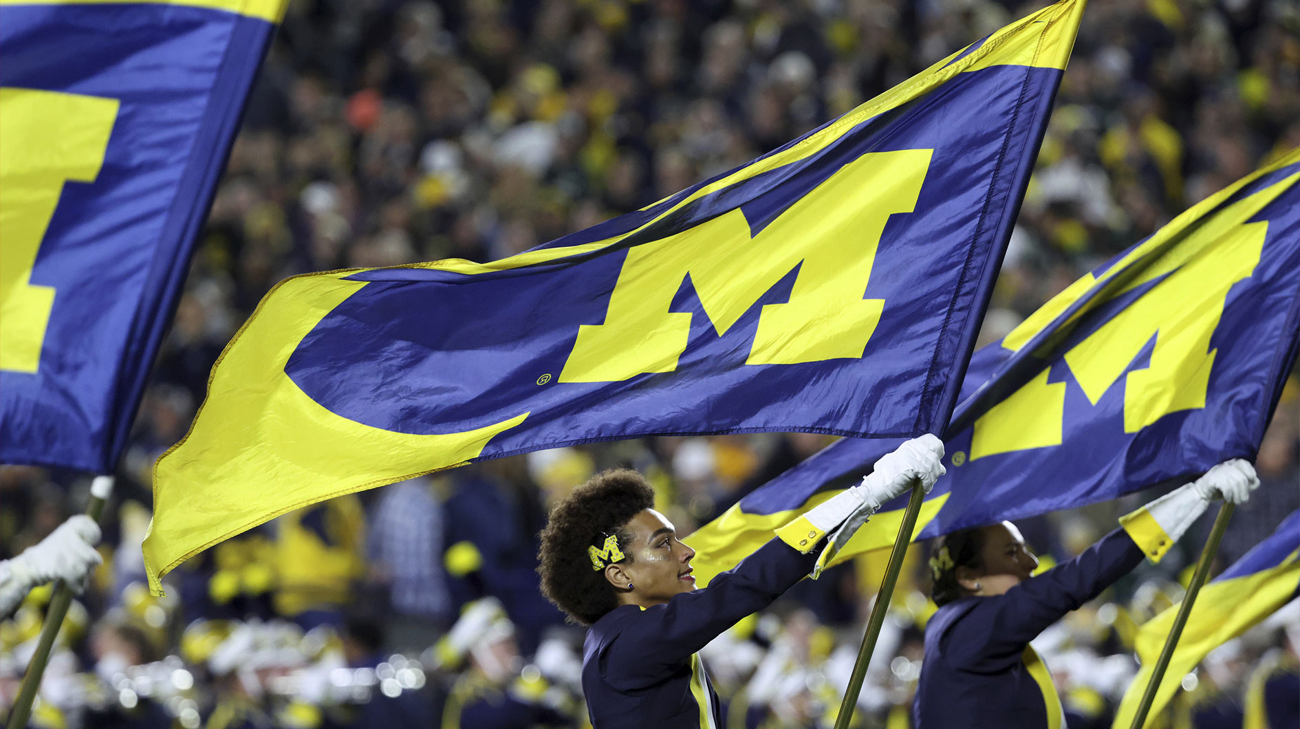 Michigan Wolverines marching band before the game against the Michigan State Spartans at Michigan Stadium.