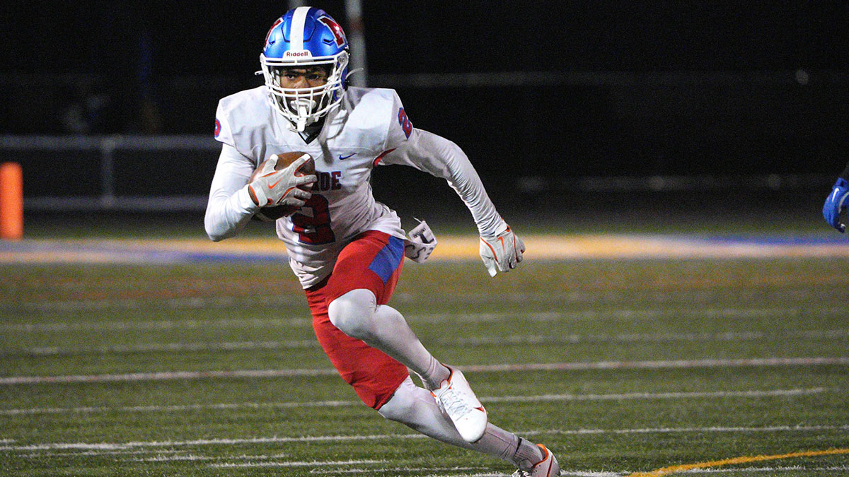 Monroe receiver Messiah Amare Hampton finds extra yards after a catch against Irondequoit.