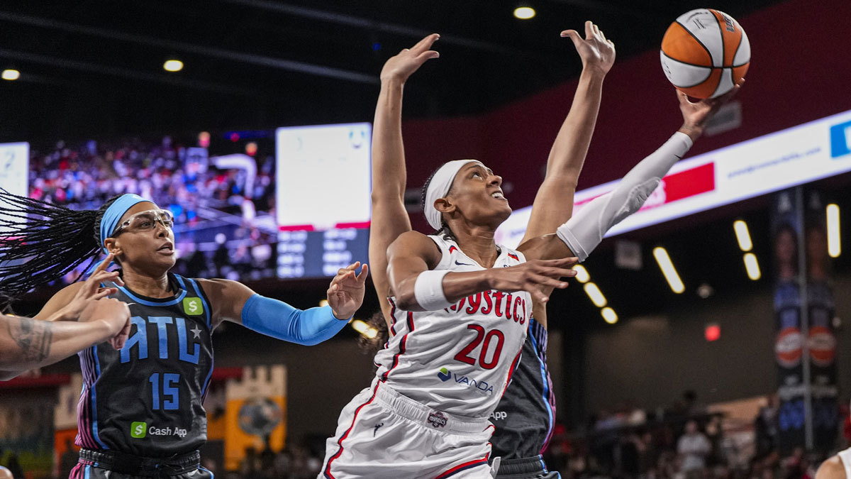Washington Mystics guard Brittney Sykes goes to the basket against the Atlanta Dream during the first half at Gateway Center Arena at College Park.