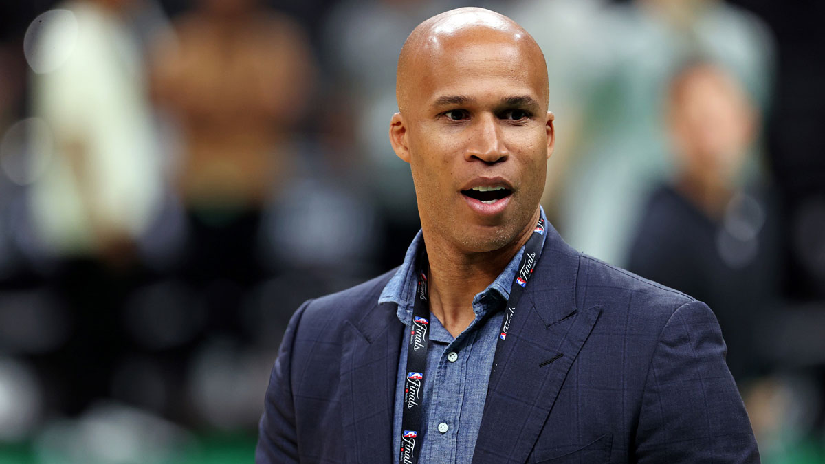 TV analyst and former player Richard Jefferson during the NBA Finals Media Day at TD Garden.