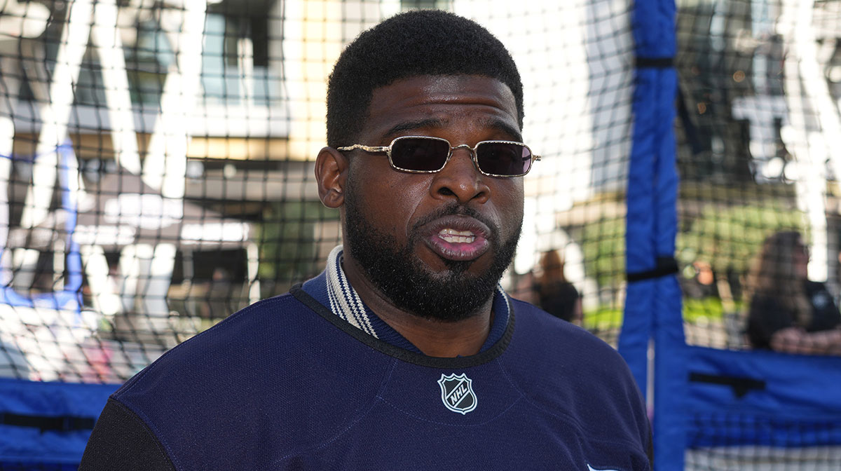 Jun 26, 2025; Los Angeles, California, USA; PK Subban at the NHL STREET and NHL Player Inclusion Coalition Panel Discussion at LA Live. Mandatory Credit: Kirby Lee-Imagn
