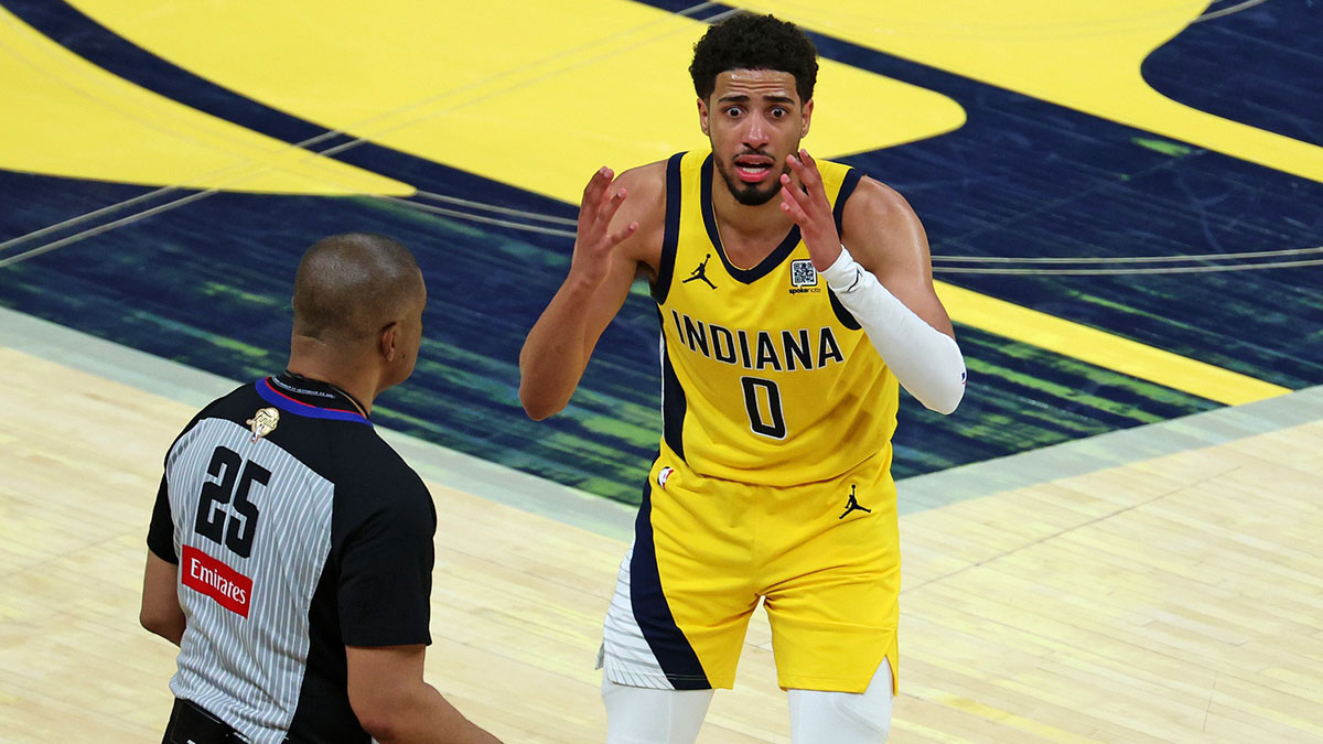 Pacers guard Tyrese Haliburton protests