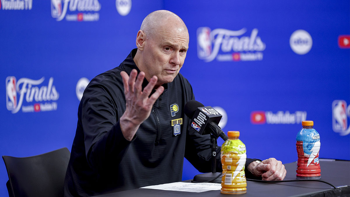 Pacers head coach Rick Carlisle speaks to the media after the Pacers defeat the Oklahoma City Thunder during game one of the 2025 NBA Finals at Paycom Center