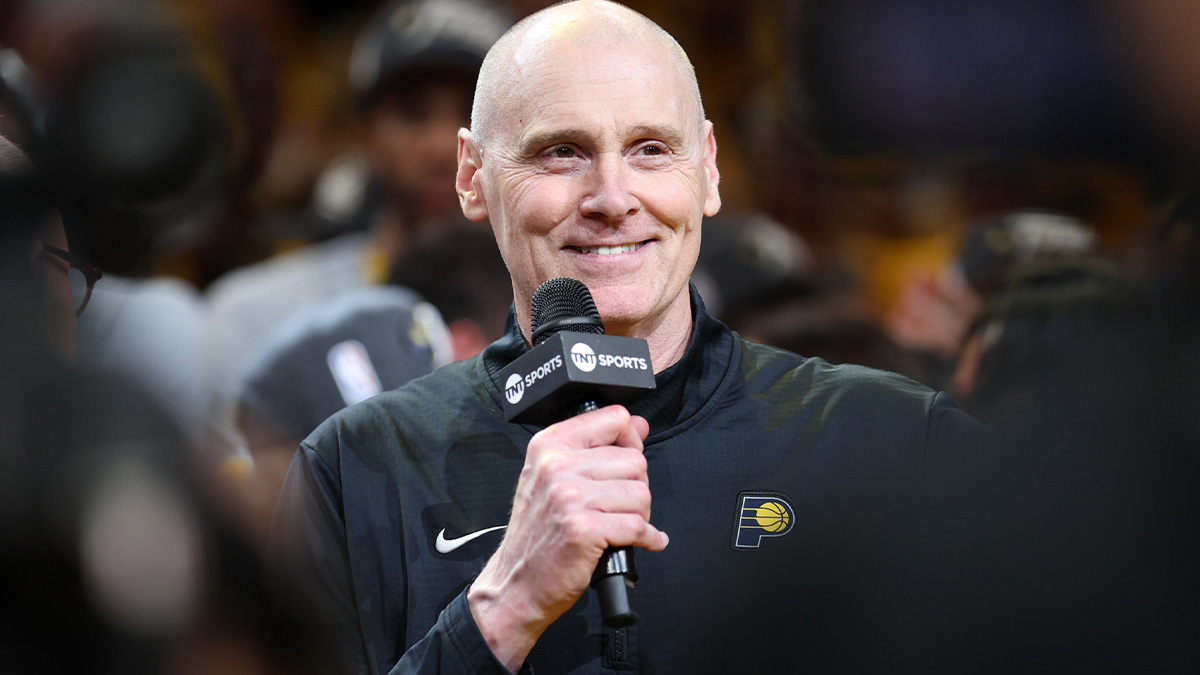 Pacers head coach Rick Carlisle speaks after game six of the eastern conference finals against the New York Knicks for the 2025 NBA Playoffs at Gainbridge Fieldhouse