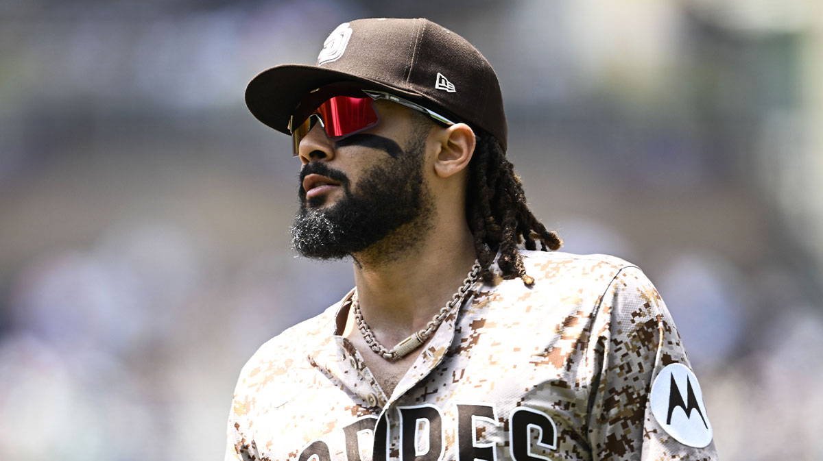 San Diego Padres outfielder Fernando Tatis Jr. (23) comes off the field during the third inning against the Kansas City Royals at Petco Park.