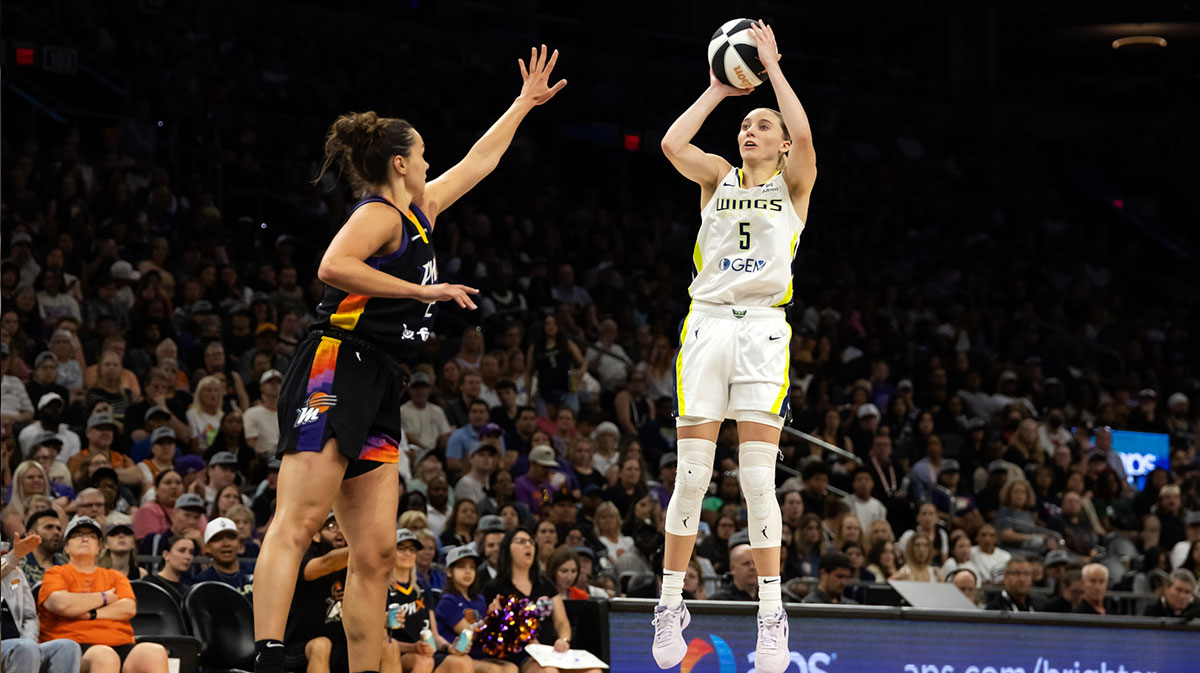 Dallas Wings guard Paige Bueckers (5) against the Phoenix Mercury in the second half at PHX Arena.