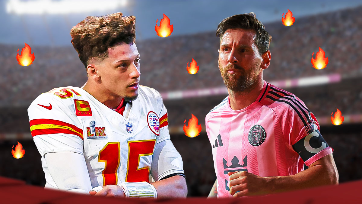 Patrick Mahomes and Lionel Messi, fire symbols