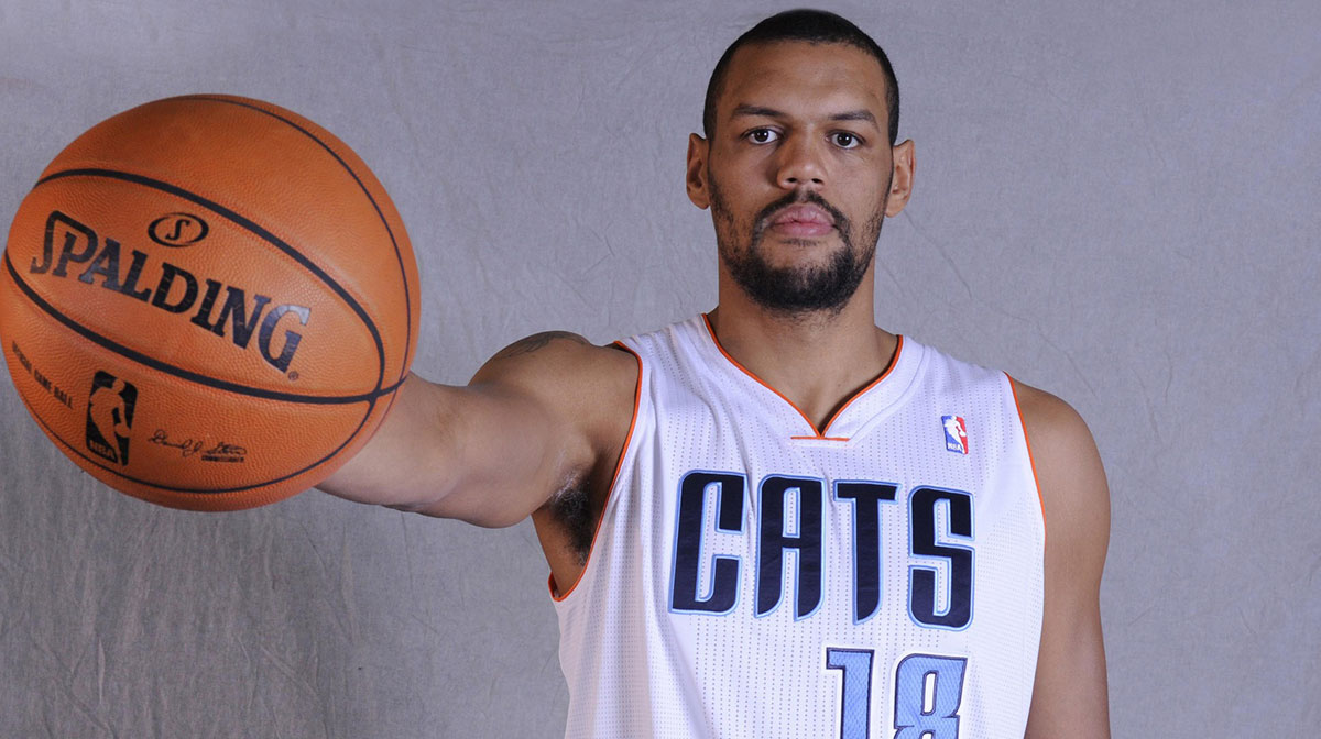 Charlotte Bobcats center Patrick O'Bryant (18) during the Bobcats media day at Time Warner Cable Arena. 