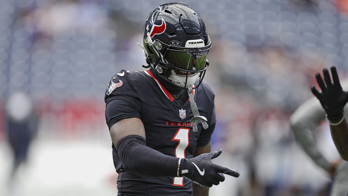 Houston Texans wide receiver Stefon Diggs (1) before the game against the New York Giants at NRG Stadium.