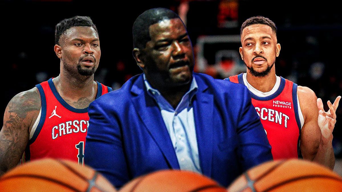 Pelicans VP Joe Dumars, CJ McCollum, Zion Williamson