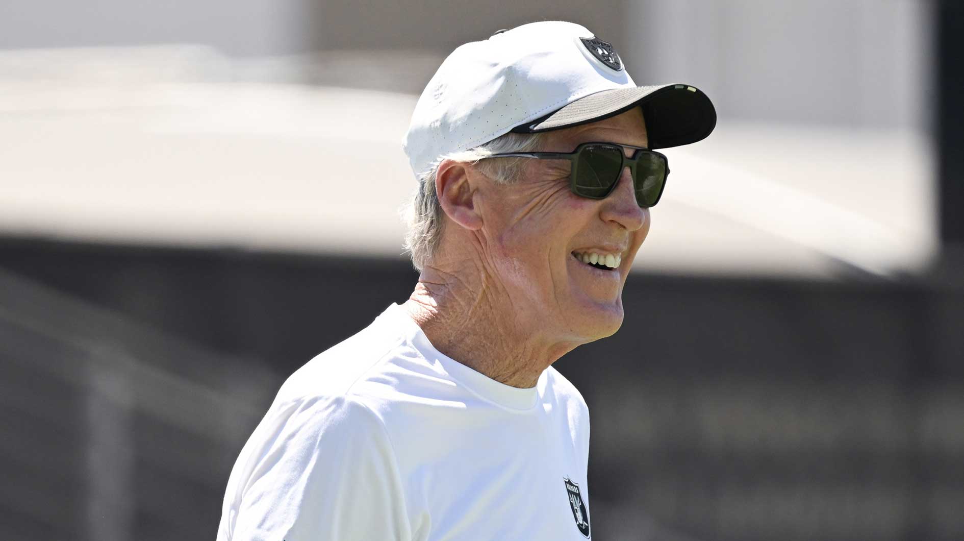 Las Vegas Raiders head coach Pete Carroll looks on during Las Vegas Raiders Minicamp at Intermountain Health Performance Center.
